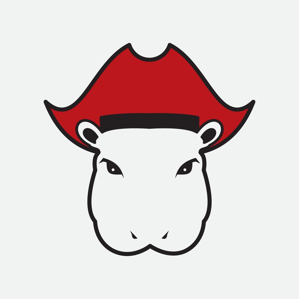 HIPPO  WITH HAT PIRATE LOGO DESIGN vector