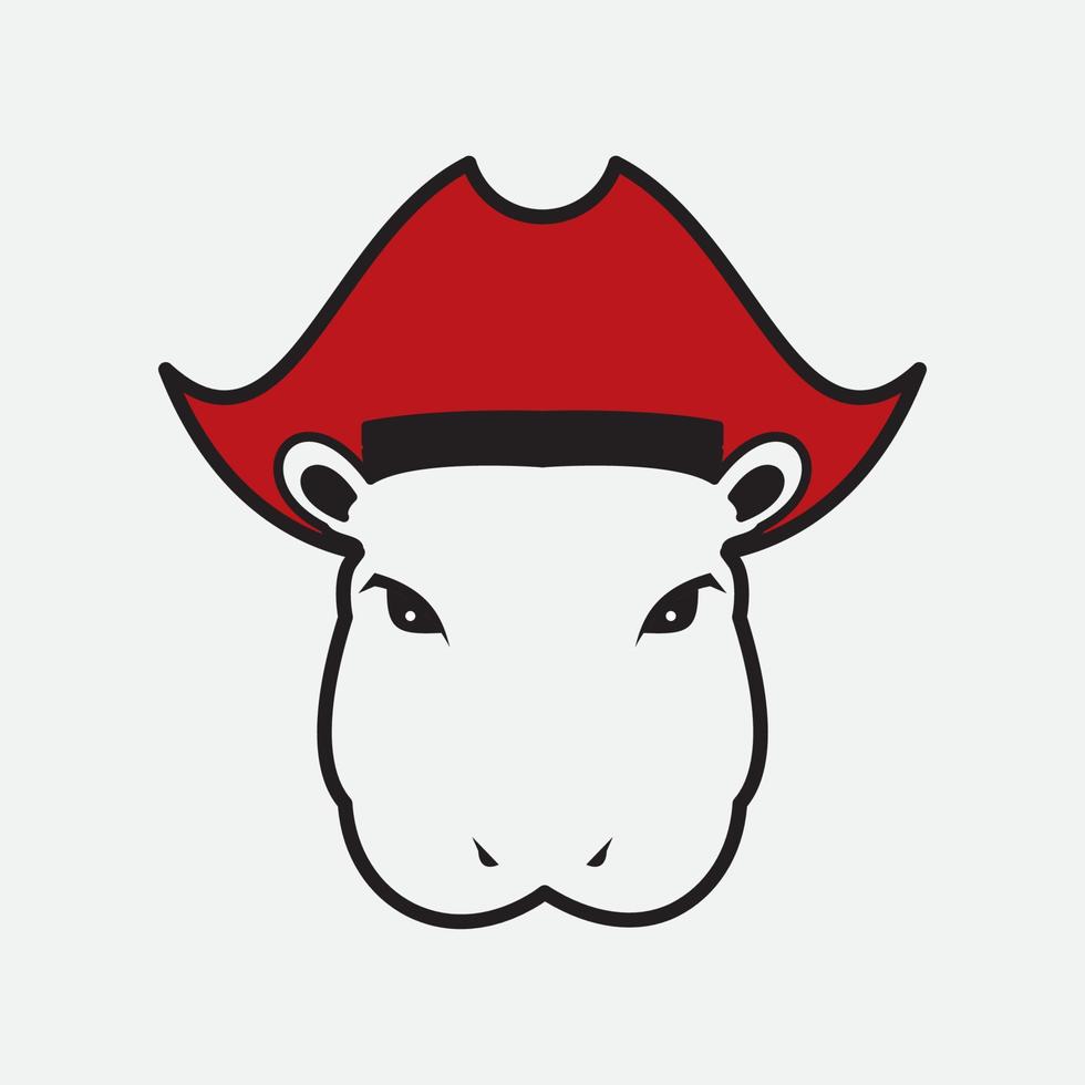 HIPPO  WITH HAT PIRATE LOGO DESIGN vector