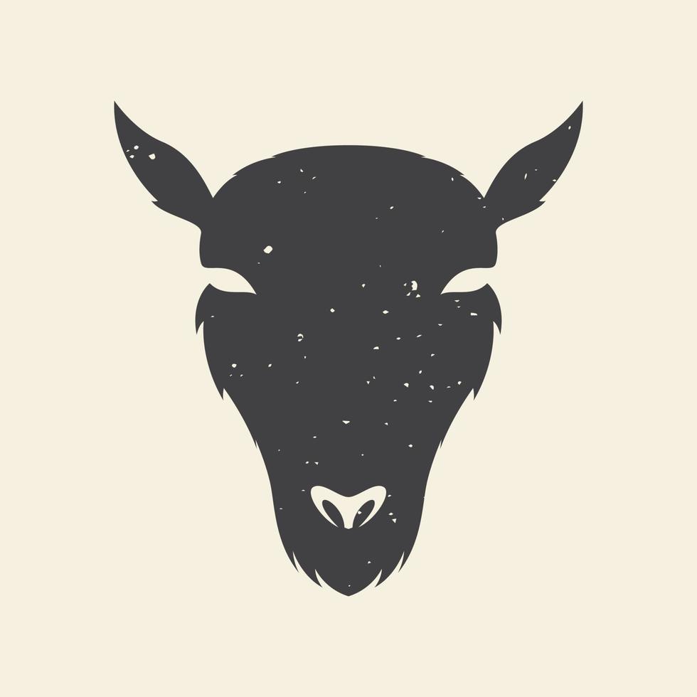 head female goat vintage black logo symbol icon vector graphic design illustration idea creative
