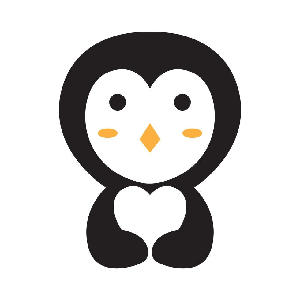 animal lindo pequeño pingüino con forma de amor logo vector símbolo icono ilustración diseño