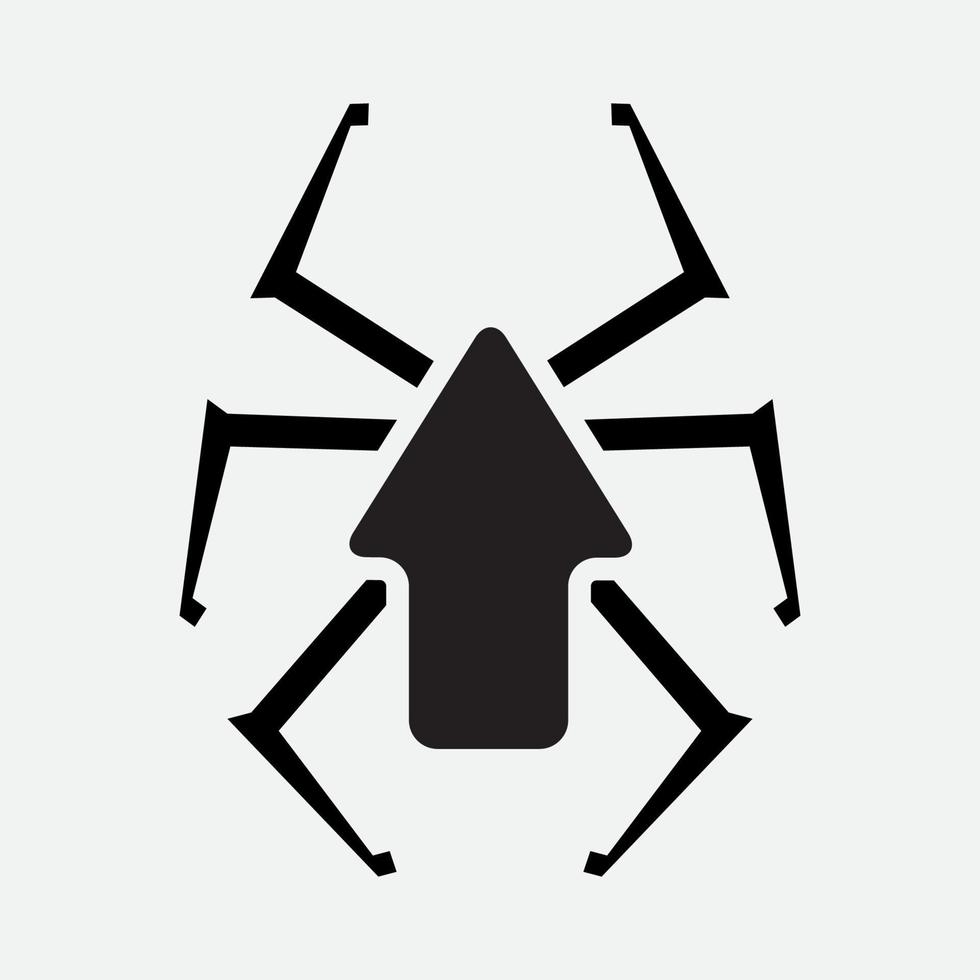 vector de silueta de diseño de logotipo de icono de araña arriba