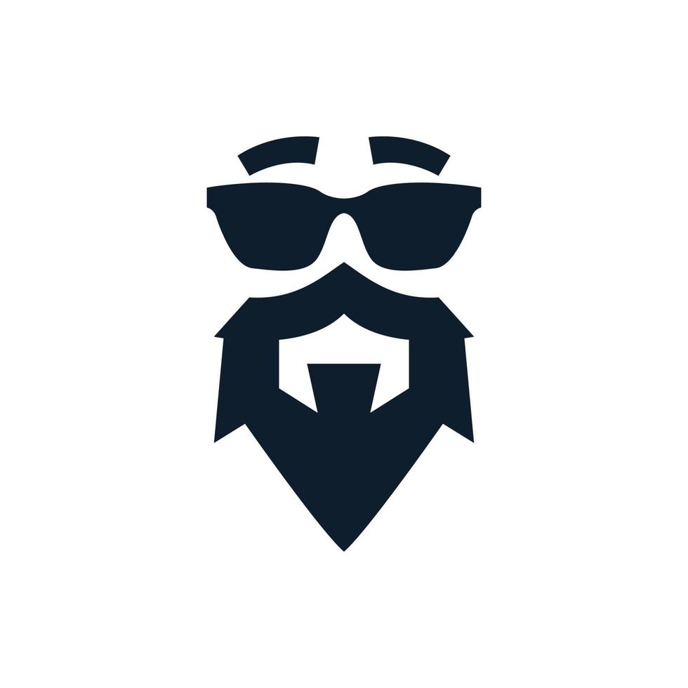 barba masculina con diseño de logotipo de gafas de sol vintage o retro vector