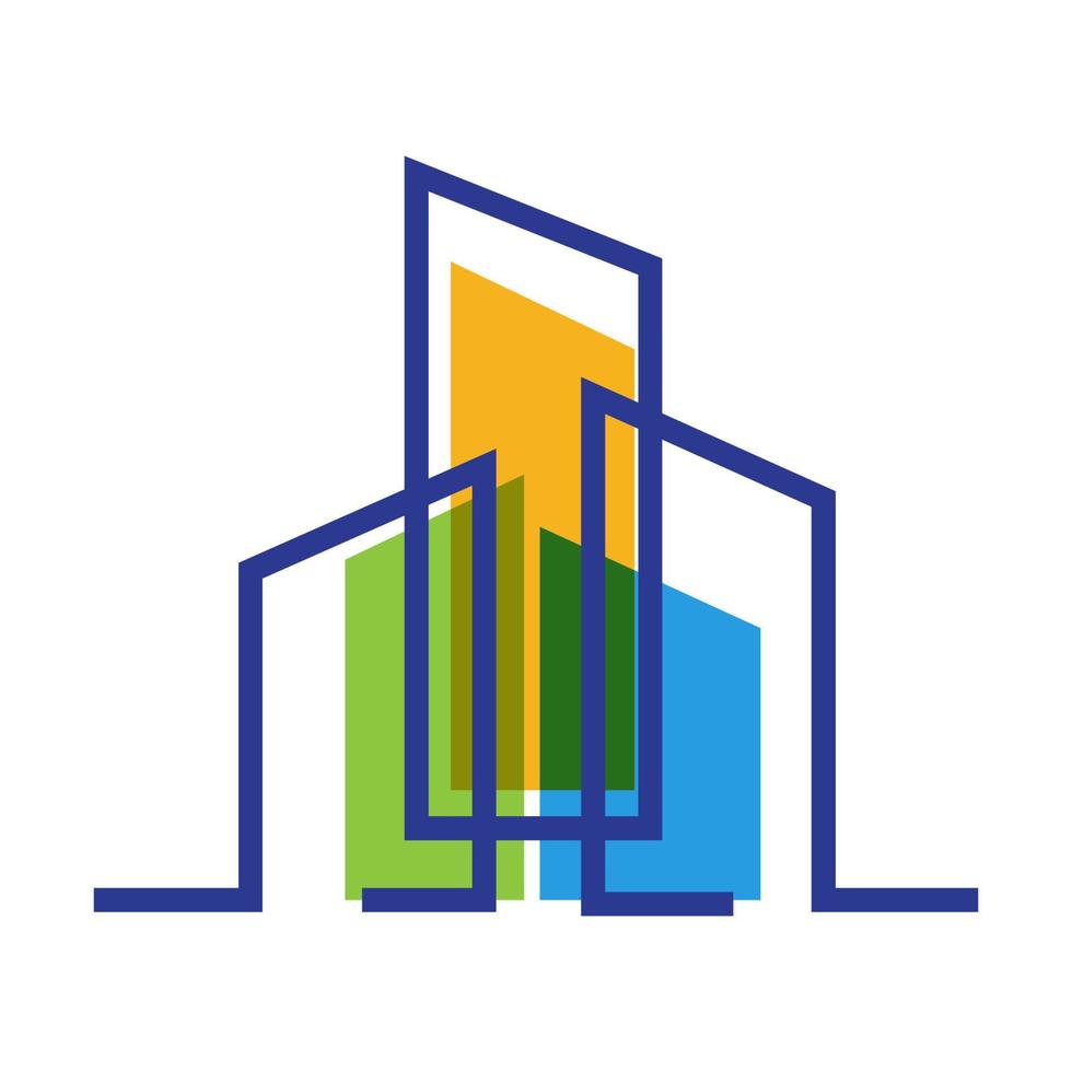 líneas resumen ciudad edificio rascacielos logo vector símbolo icono ilustración diseño