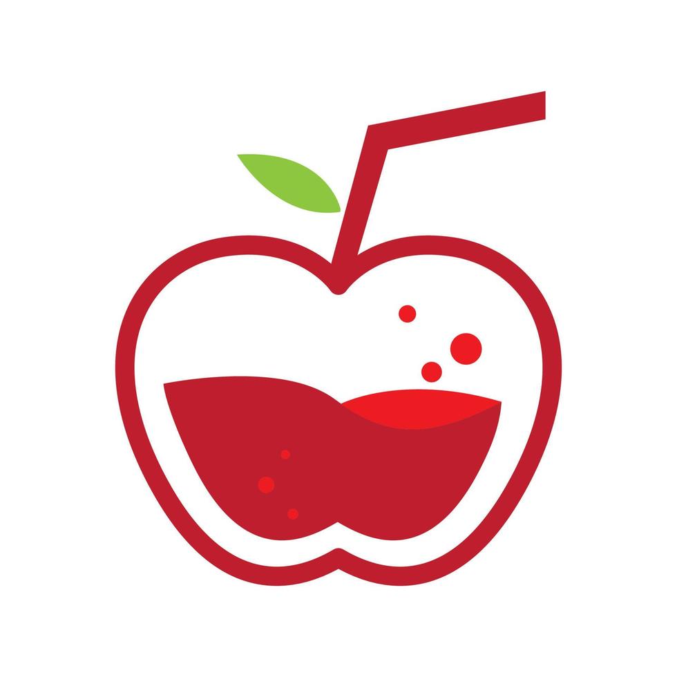 abstract apple red with drink juice logo design vector icon symbol illustration