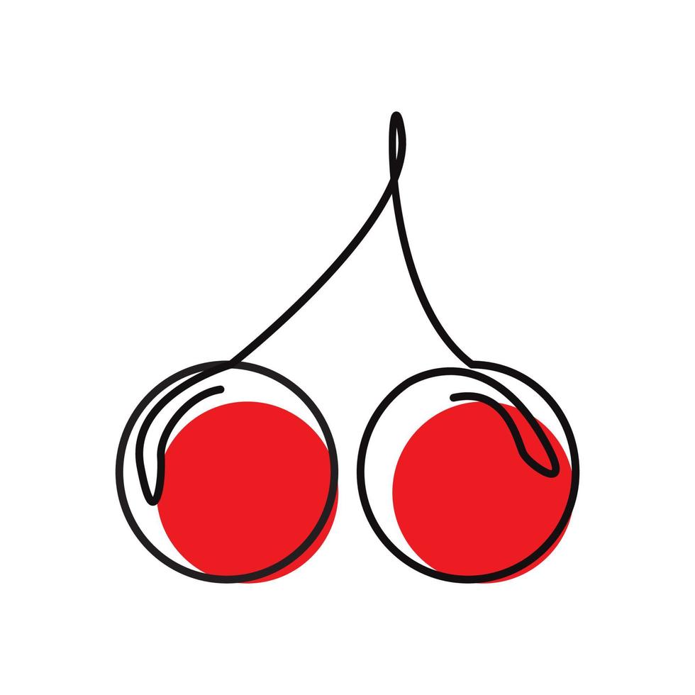 line art twin fruit cherry red logo design vector icon symbol illustration