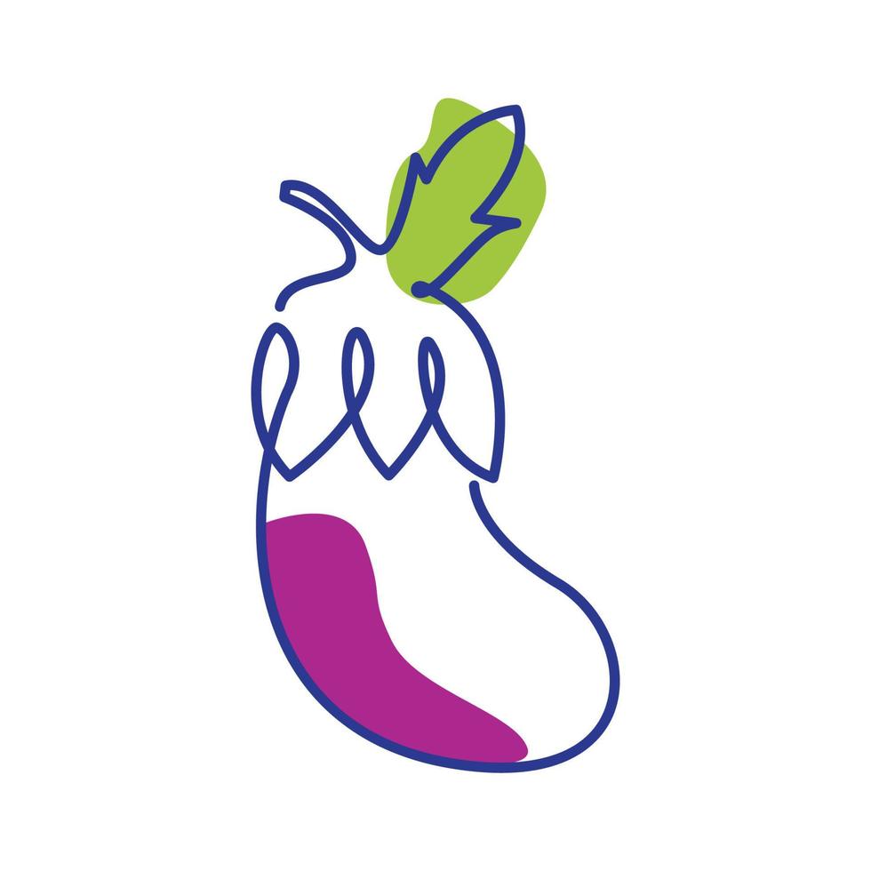 líneas arte abstracto verduras berenjena púrpura logotipo diseño vector icono símbolo ilustración