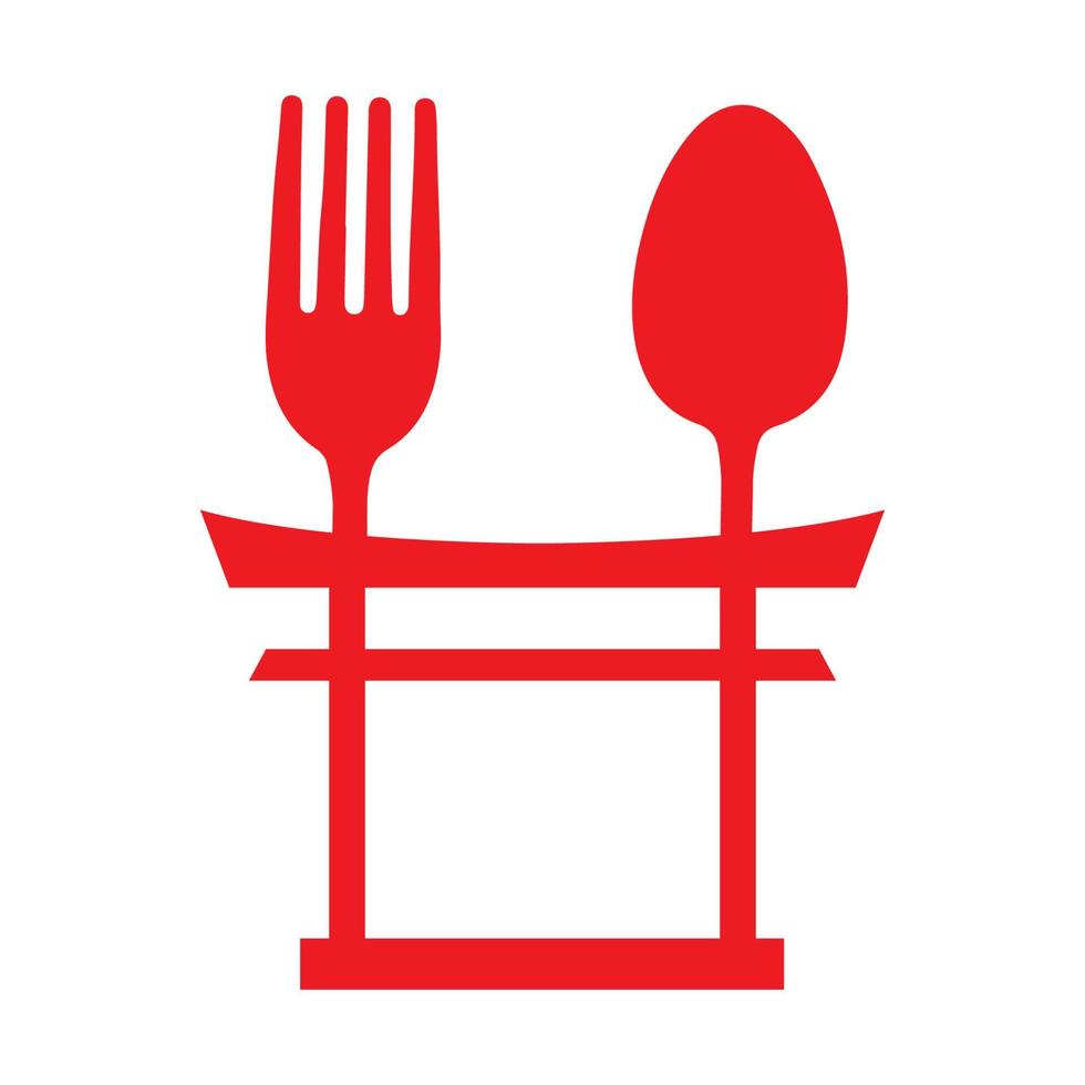 spoon and fork torii japan logo symbol vector icon illustration design