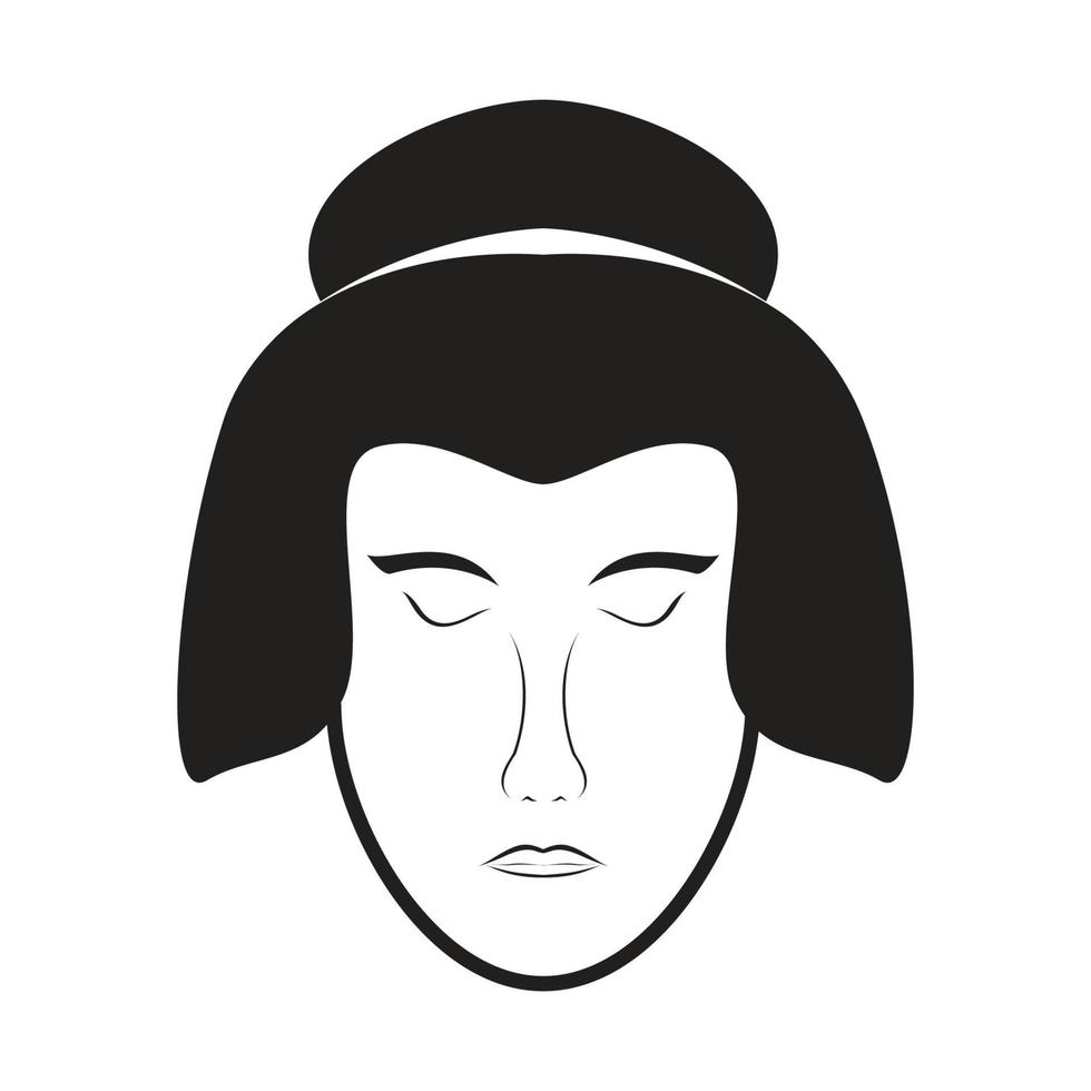 cabeza de mujer japón cultura logotipo símbolo vector icono ilustración diseño