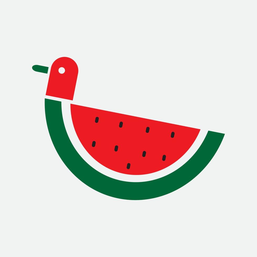 WATERMELON AND DUCK COLORFUL LOGO DESIGN vector