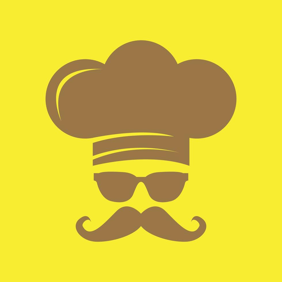 man chef with sunglasses and mustache vintage logo design vector icon symbol illustration