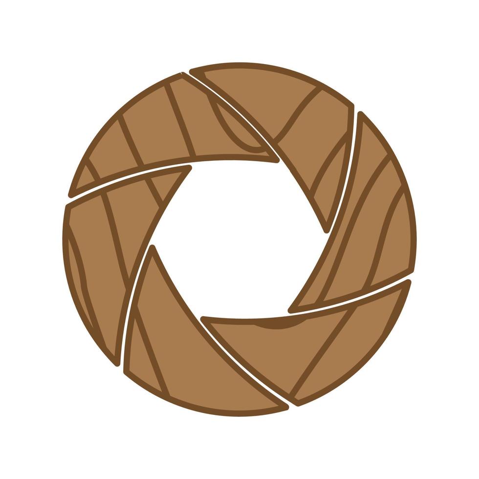 shutter camera with wood logo symbol icon vector graphic design illustration idea creative
