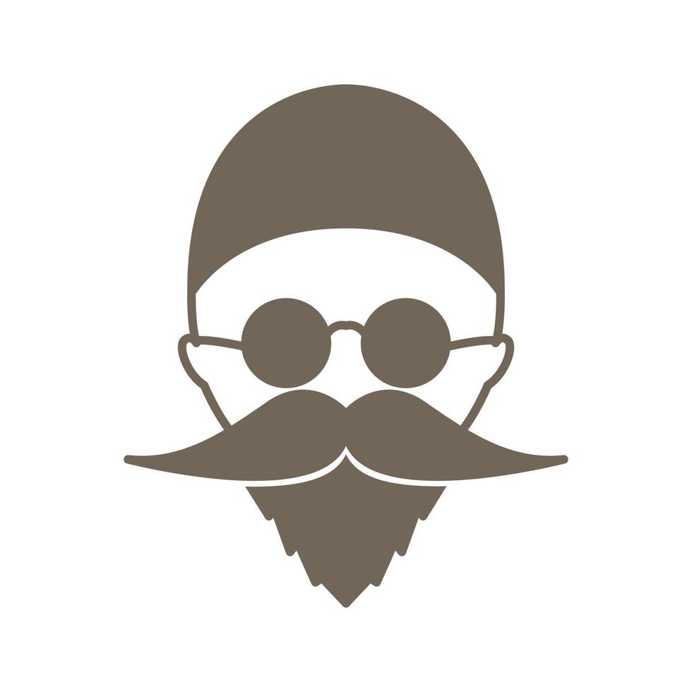 hombre asiático viejo con barba logo vector símbolo icono ilustración diseño