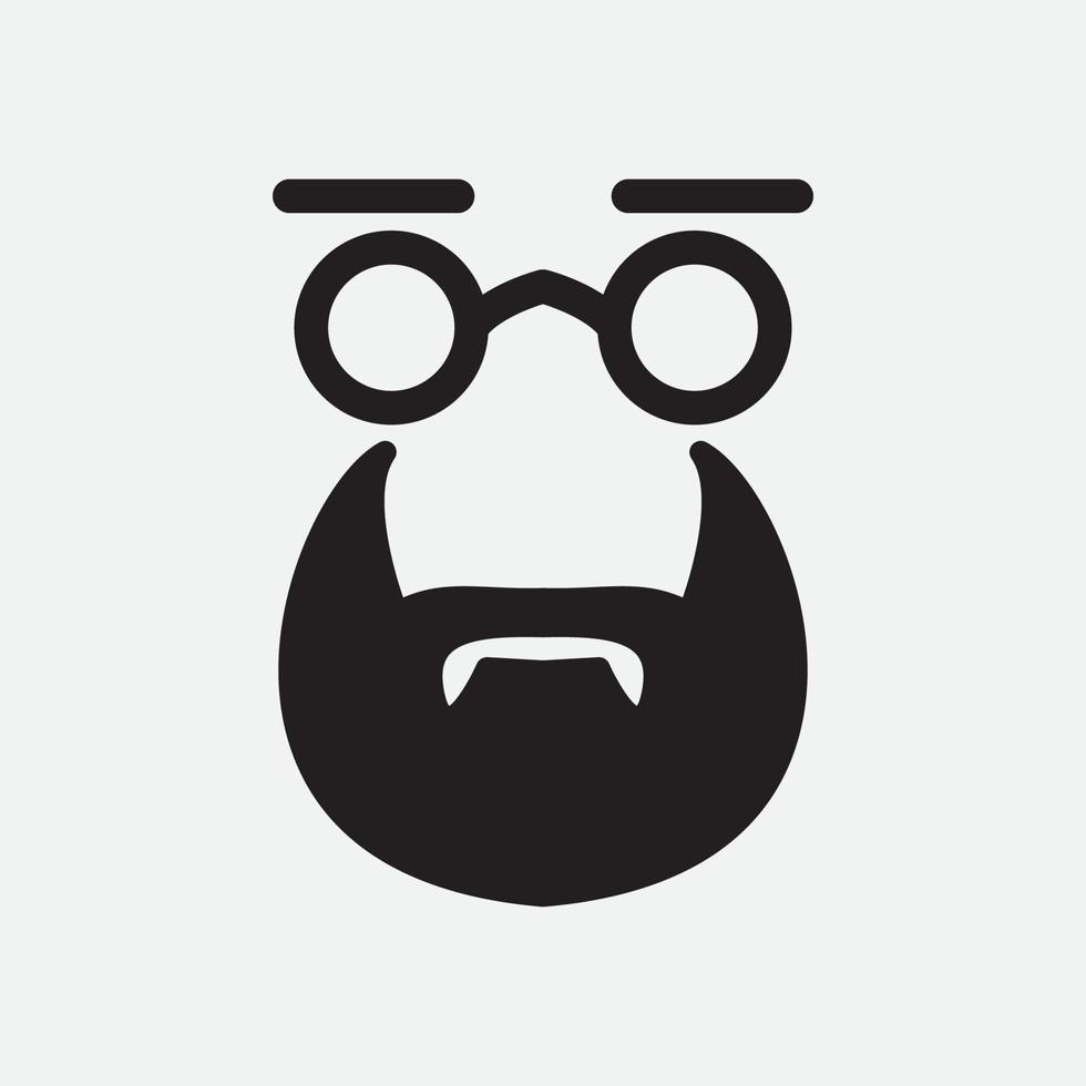 man smart geek with beard icon mascot logo design vector