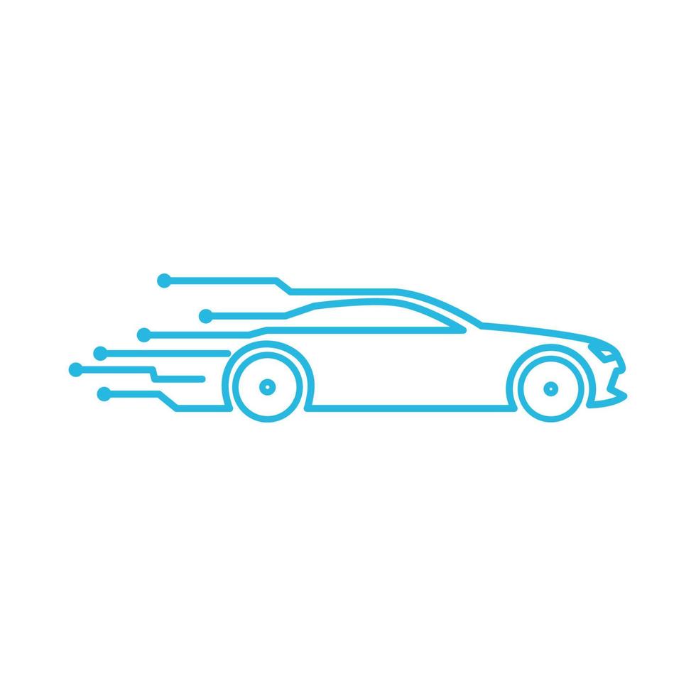 sport car lines with tech connect logo vector symbol icon illustration design
