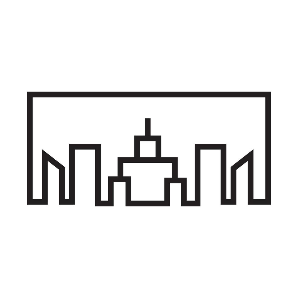 square lines with high building or skyscraper logo vector symbol icon illustration design