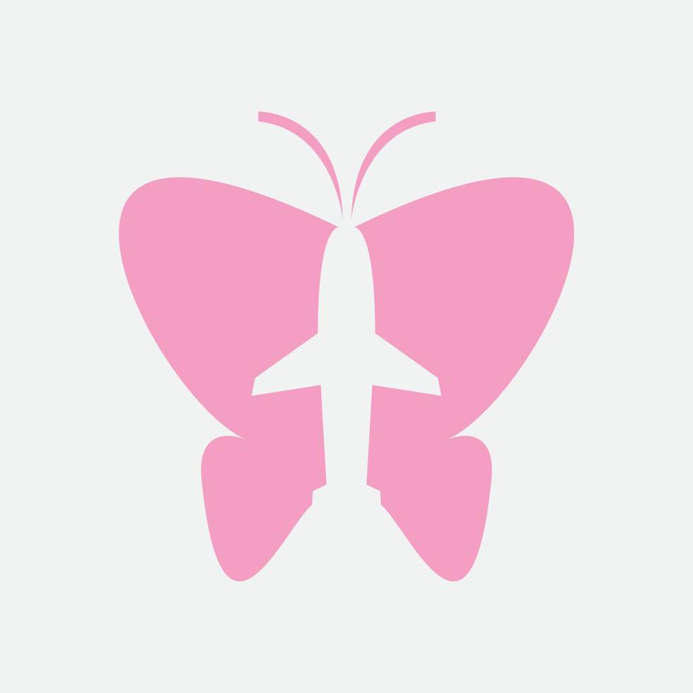 diseño de logotipo de mariposa y avión vector