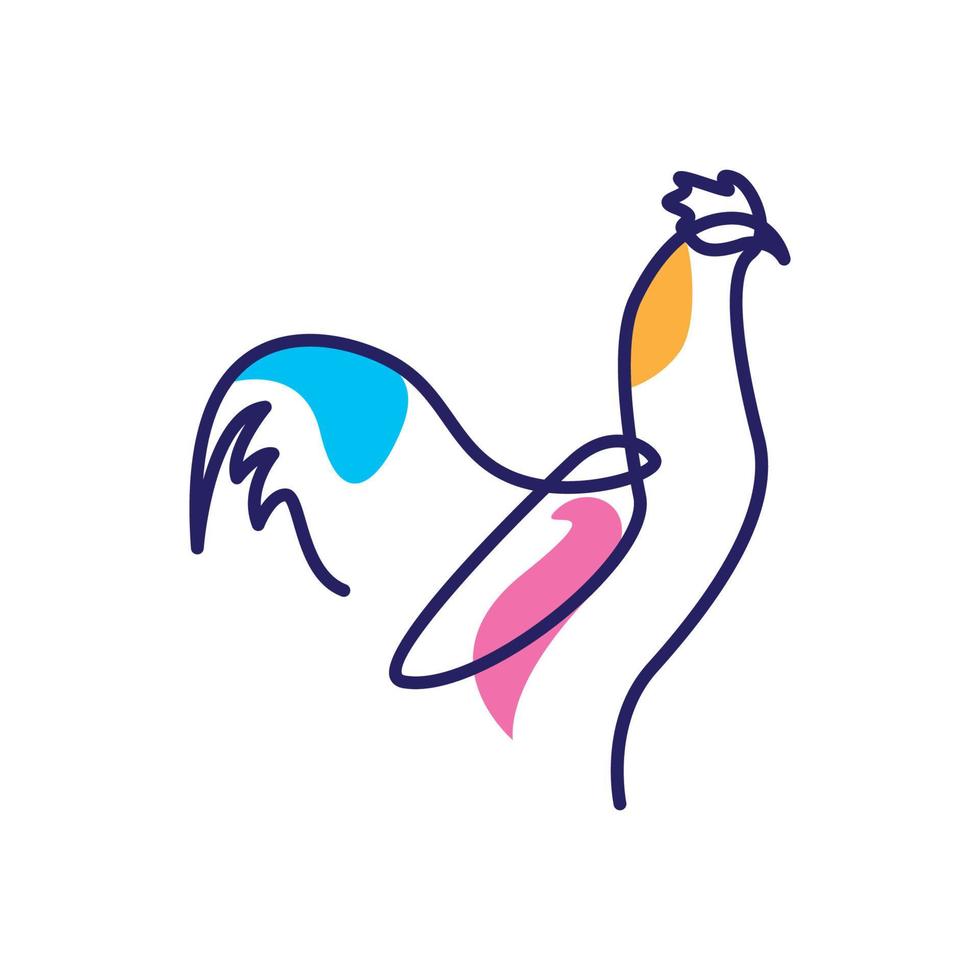 gallo con línea arte moderno colorido logotipo diseño vector icono símbolo ilustración