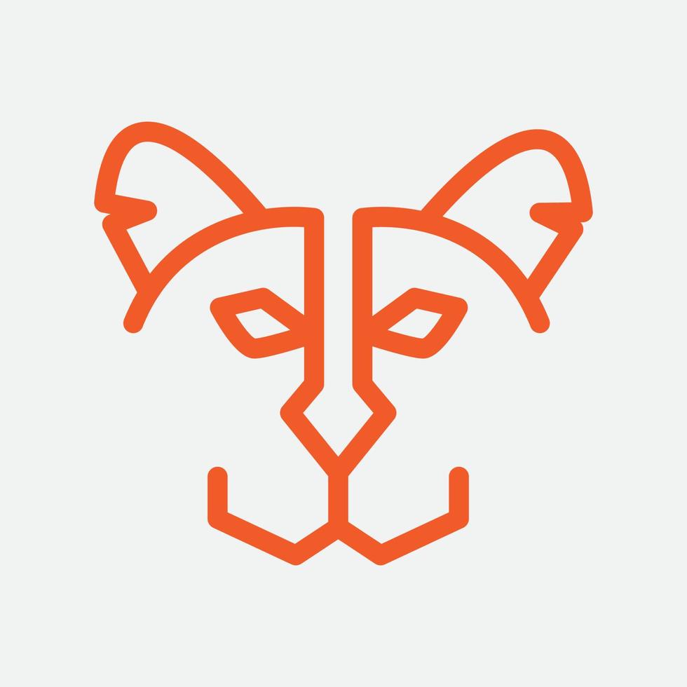 big cat outline minimalist cute head face logo design vector