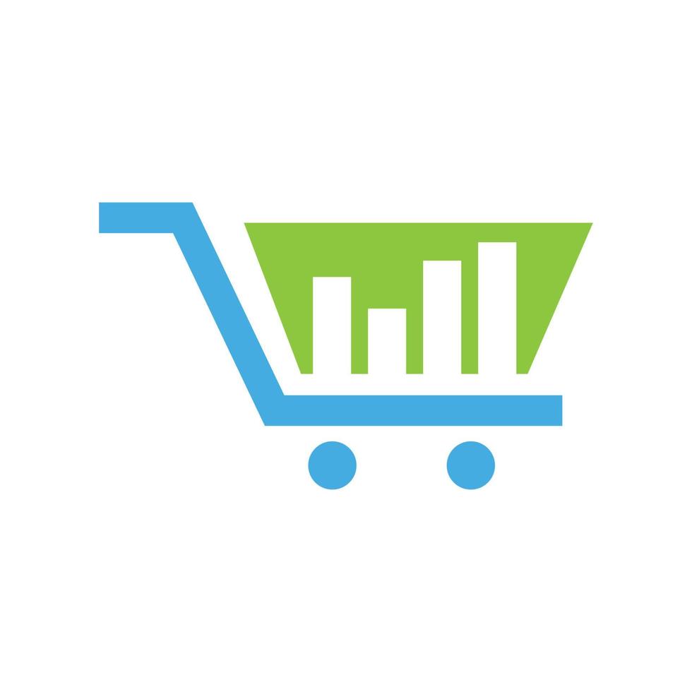 diseño de logotipo de gráfico analítico de carrito de compras vector