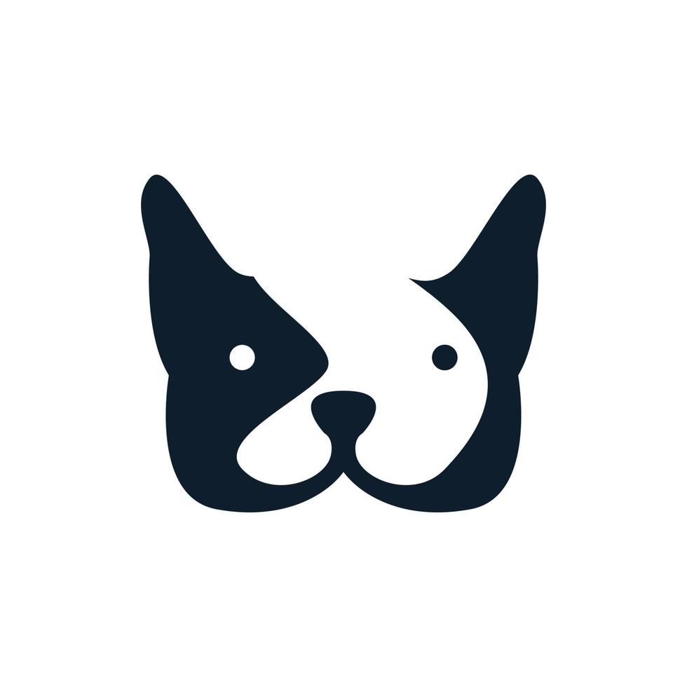 french bulldog head face logo design vector