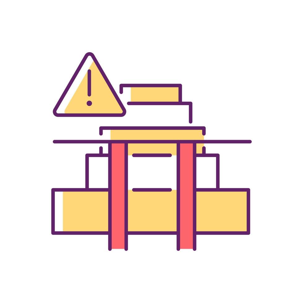 Stairway safety gates RGB color icon. Child safety at home. Falling and injuries prevention. Install fence and railing for kids security. Isolated vector illustration. Simple filled line drawing