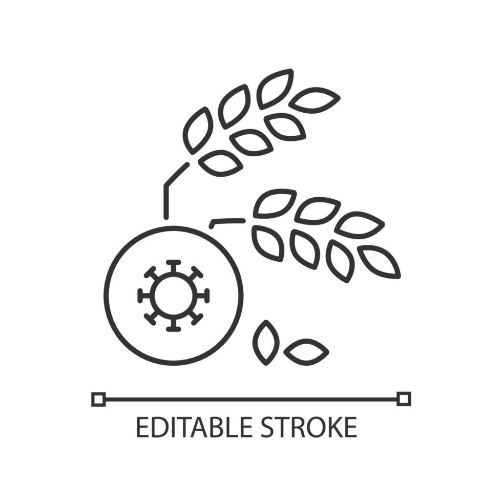Agricultural disease linear icon. Harvest loss leads to starvation. Crop illnesses and pests. Thin line customizable illustration. Contour symbol. Vector isolated outline drawing. Editable stroke