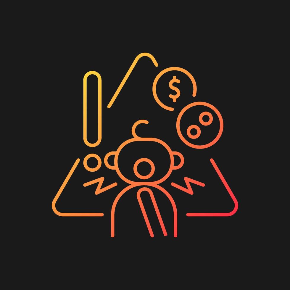 No access to coins, buttons and safety pins gradient vector icon for dark theme. Child safety at home. Baby security. Thin line color symbol. Modern style pictogram. Vector isolated outline drawing