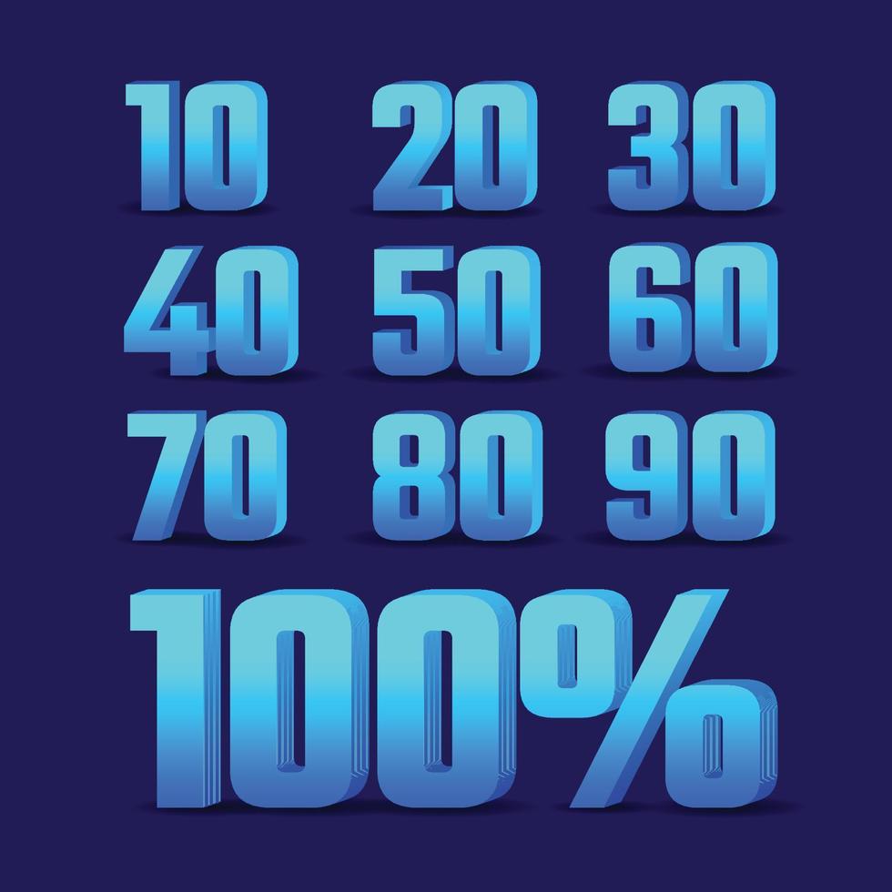 3D Number  Blue Glowing Vector Design