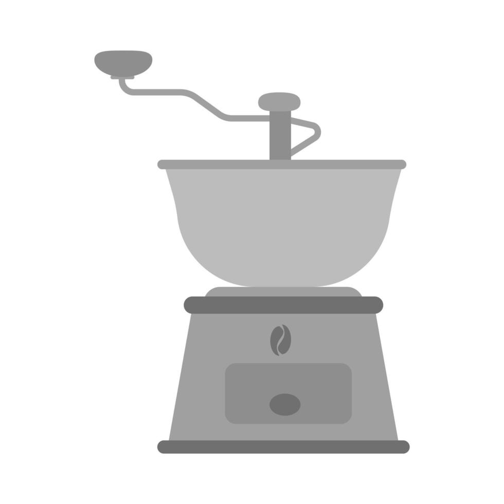 Mechanical coffee grinder, A device for grinding coffee beans by turning the knob, a gray coffee grinder in a flat style stylized as an antique device vector