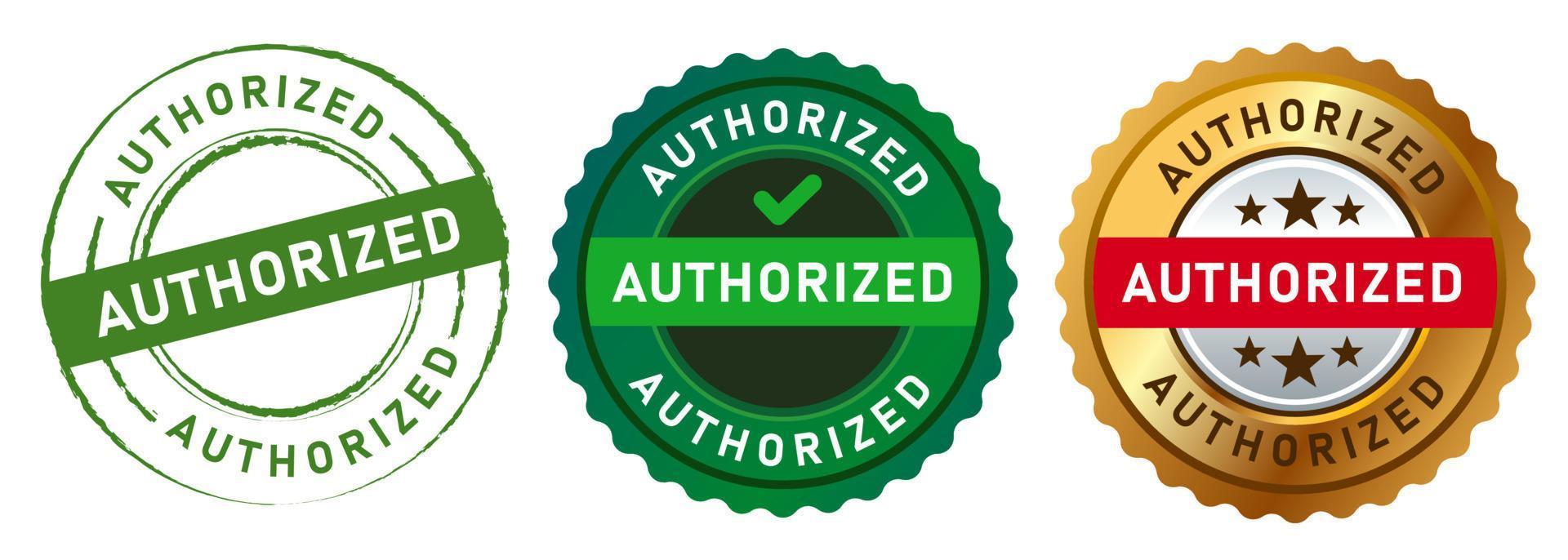 Authorized stamp logo sign sticker watermark permit by the author in green and gold design graphic vector