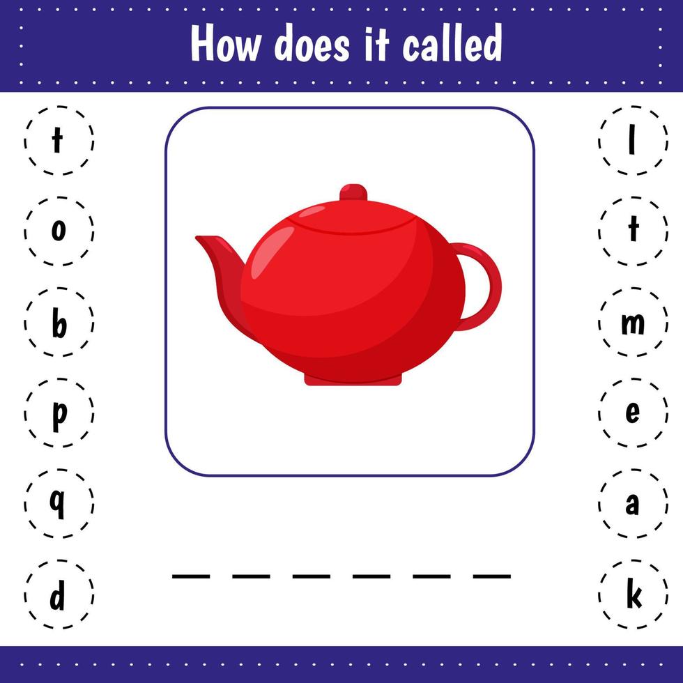 Drawing tutorial for kids. Easy level. Education sheets. How to draw teapot vector