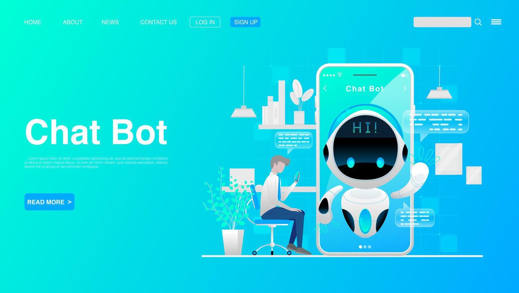 hombre chateando con el bot de chat en el teléfono inteligente. tecnología de chat bot y concepto de centro de ayuda en línea. pasos vectoriales 10 vector