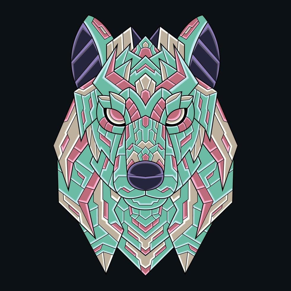 Abstract Colorful Ornament Doodle Art Wolf Illustration Cartoon Concept Vector. Suitable For Logo, Wallpaper, Banner, Background, Card, Book Illustration, T-Shirt Design, Sticker, Cover, etc vector