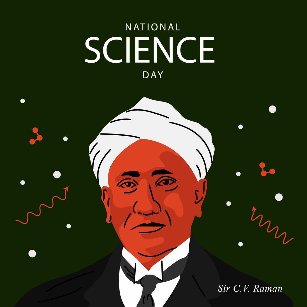 National Science Day Sir C.V Raman Portrait Art vector