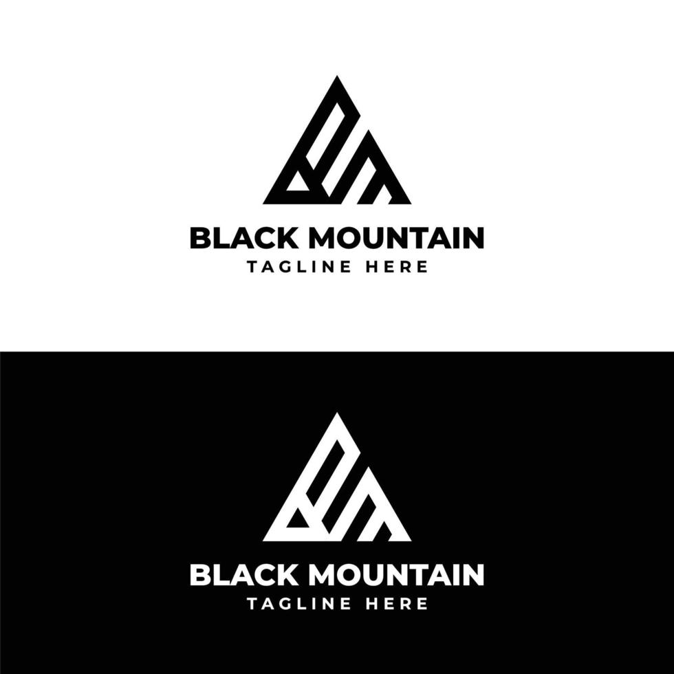 logotipo minimalista de la montaña negra vector