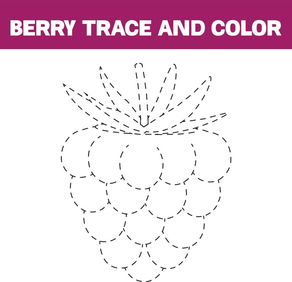 berry trace and coloring page for kids vector