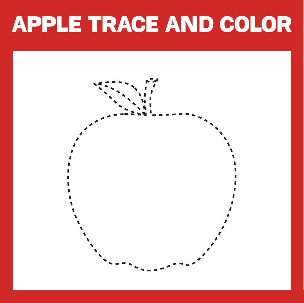 apple trace and coloring page vector