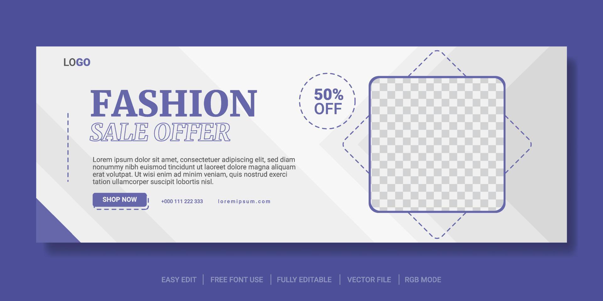 portada de venta de moda publicación en redes sociales y plantilla de banner web vector