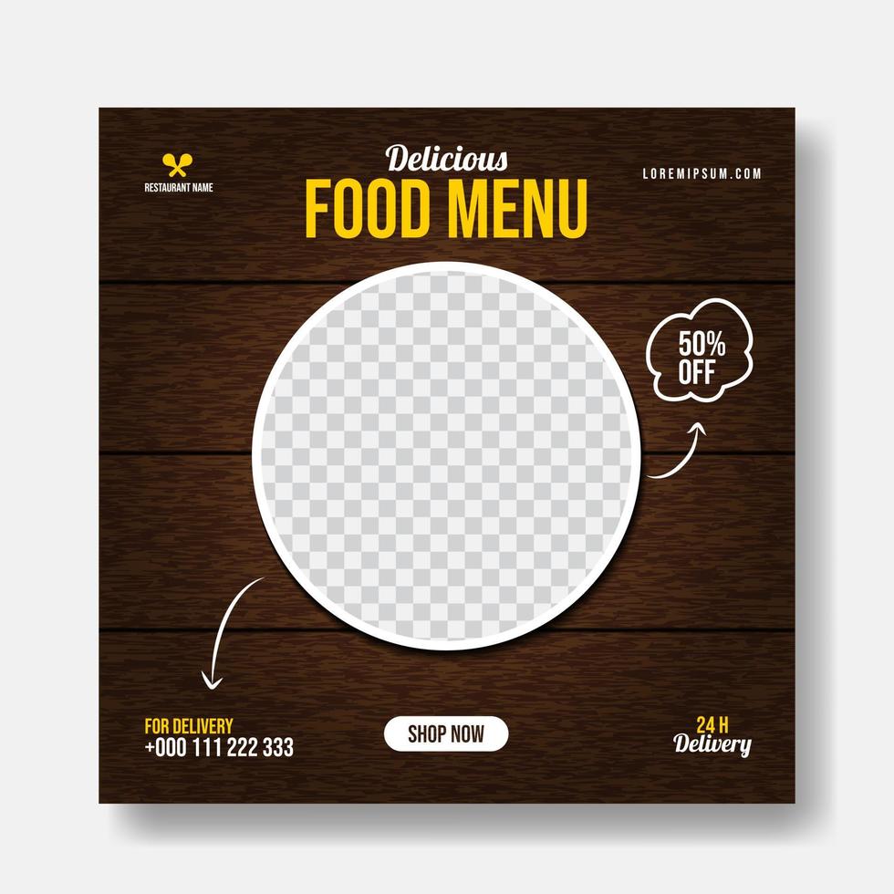 Delicious food menu social media post template vector