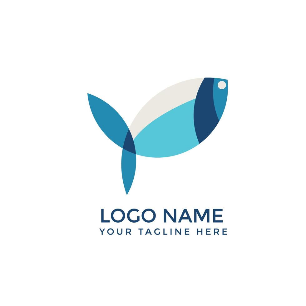 diseño de logotipo minimalista de peces abstractos. icono de vector marino de color plano. 10 pasos vectoriales