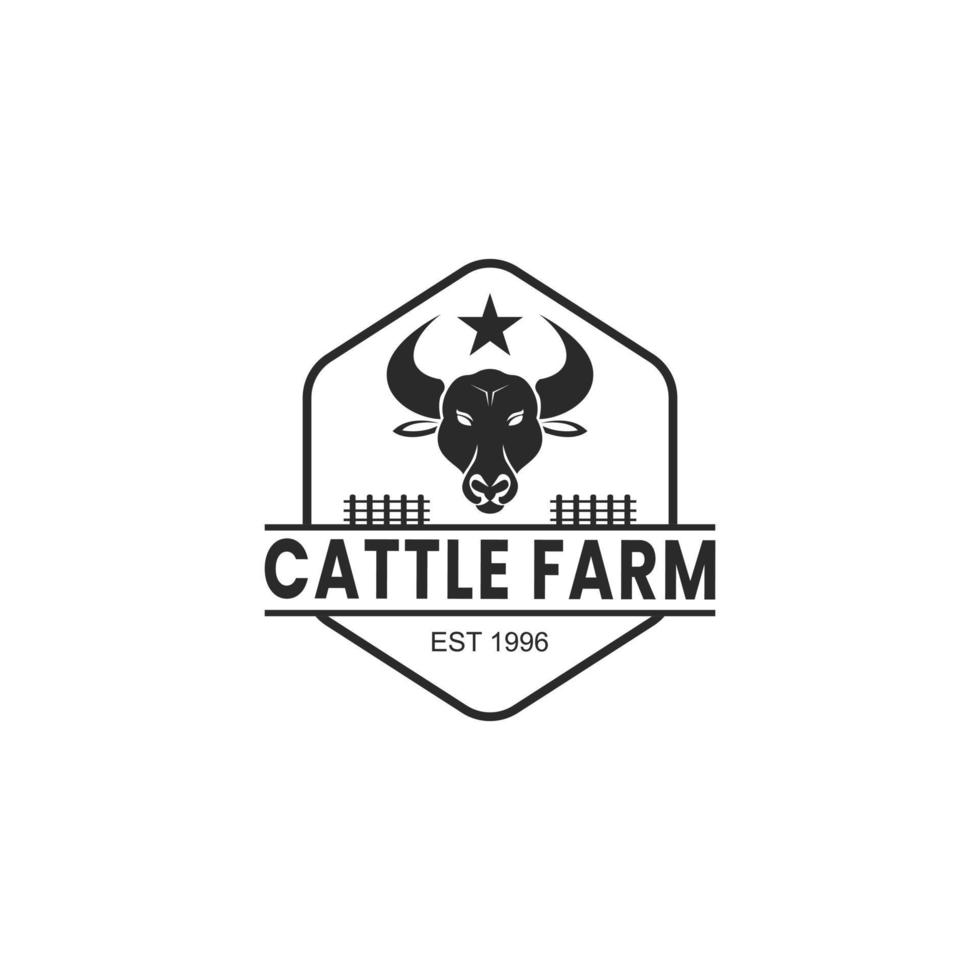 simple vintage cattle farm logo vector