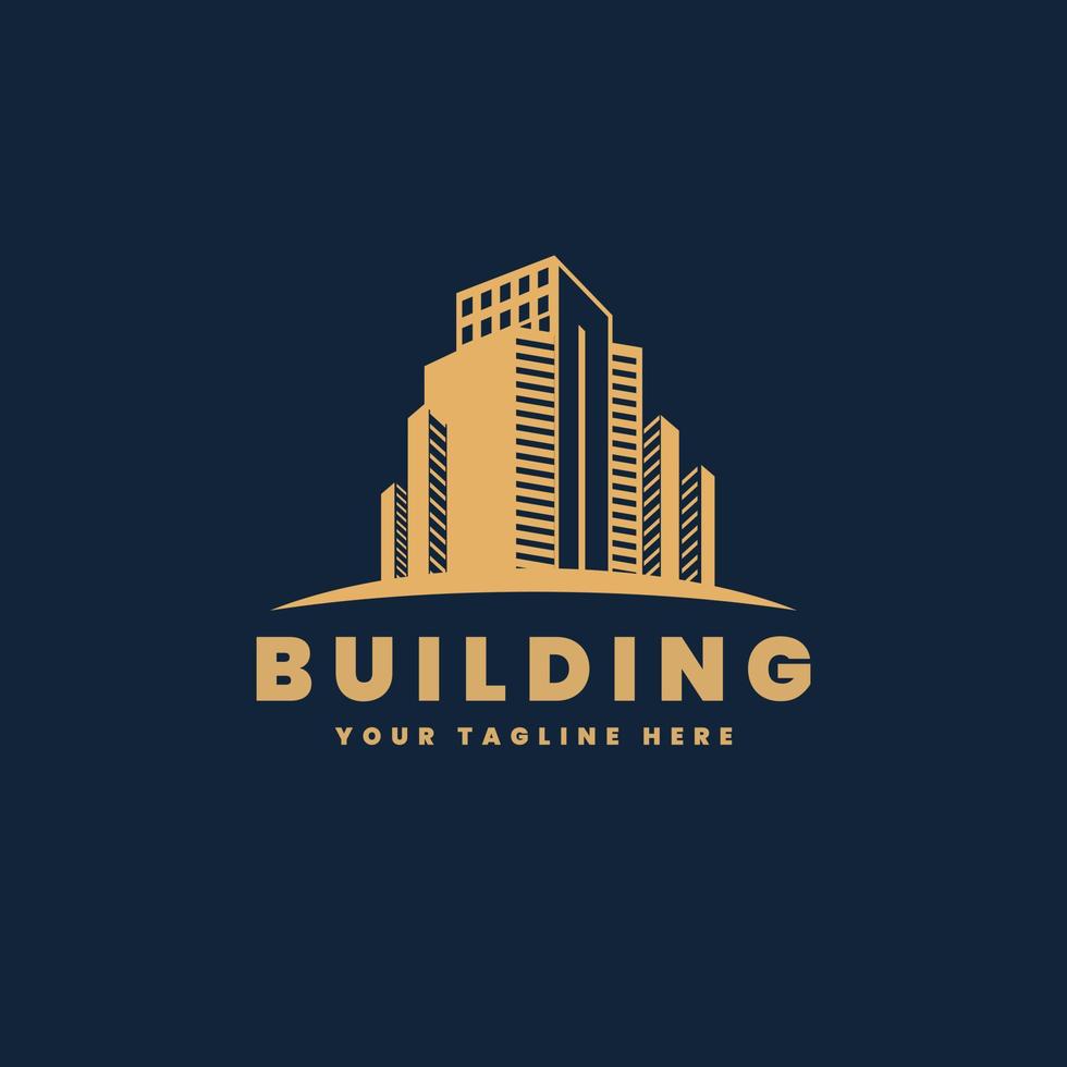 plantilla de logotipo de edificio de color dorado de lujo para empresa vector
