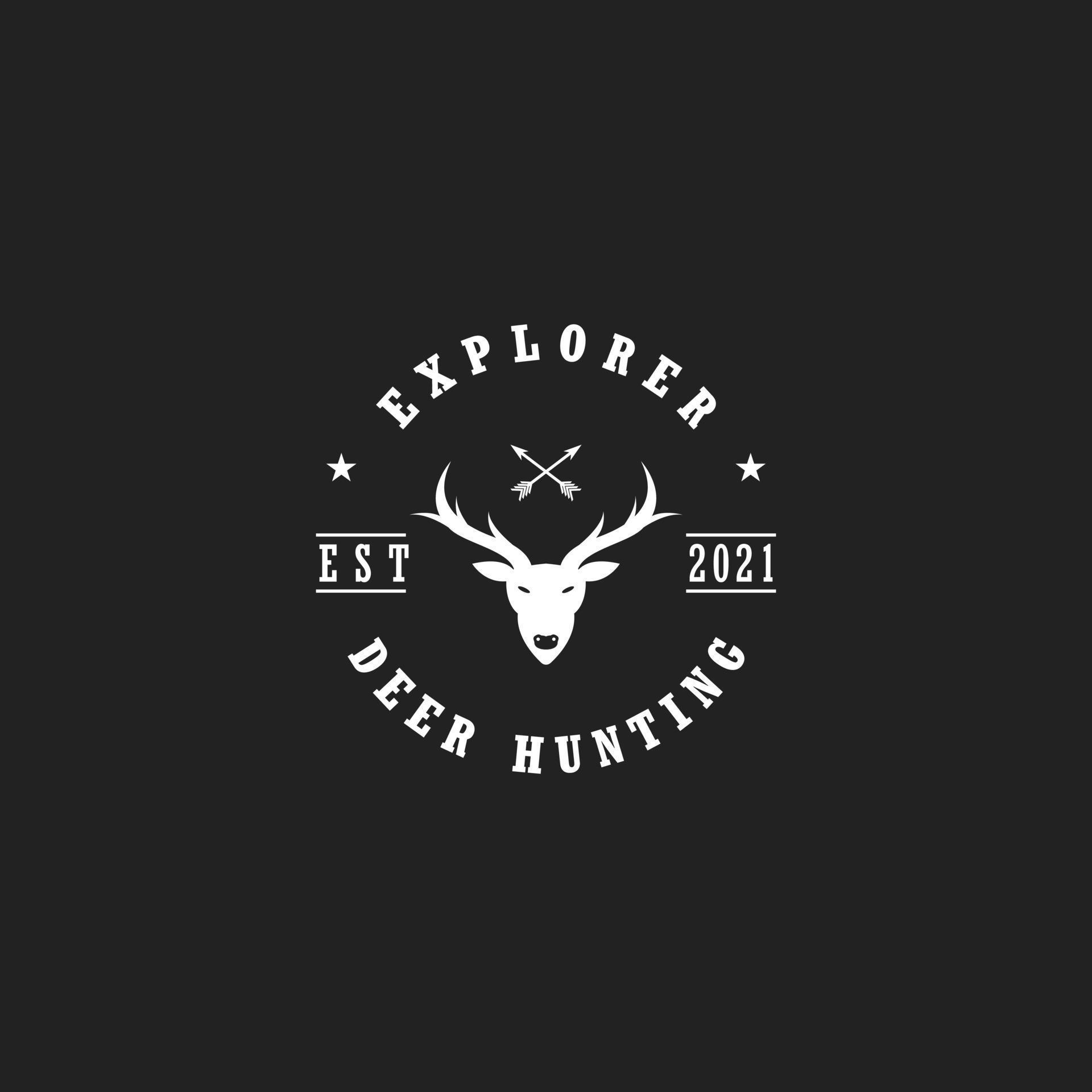 Black And White Deer Hunting Logo Template 5352757 Vector Art At Vecteezy