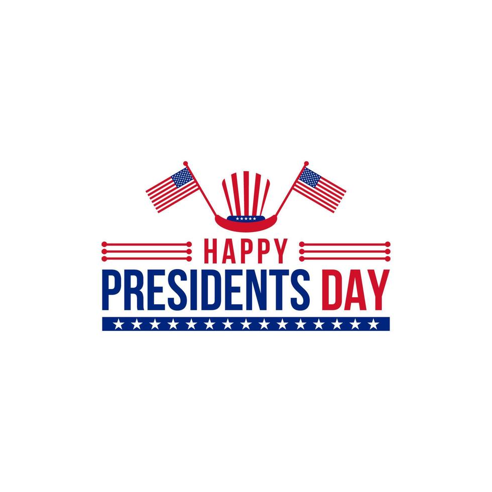 President's Day Banner with hat, Letters, US flag, Star and stripes vector