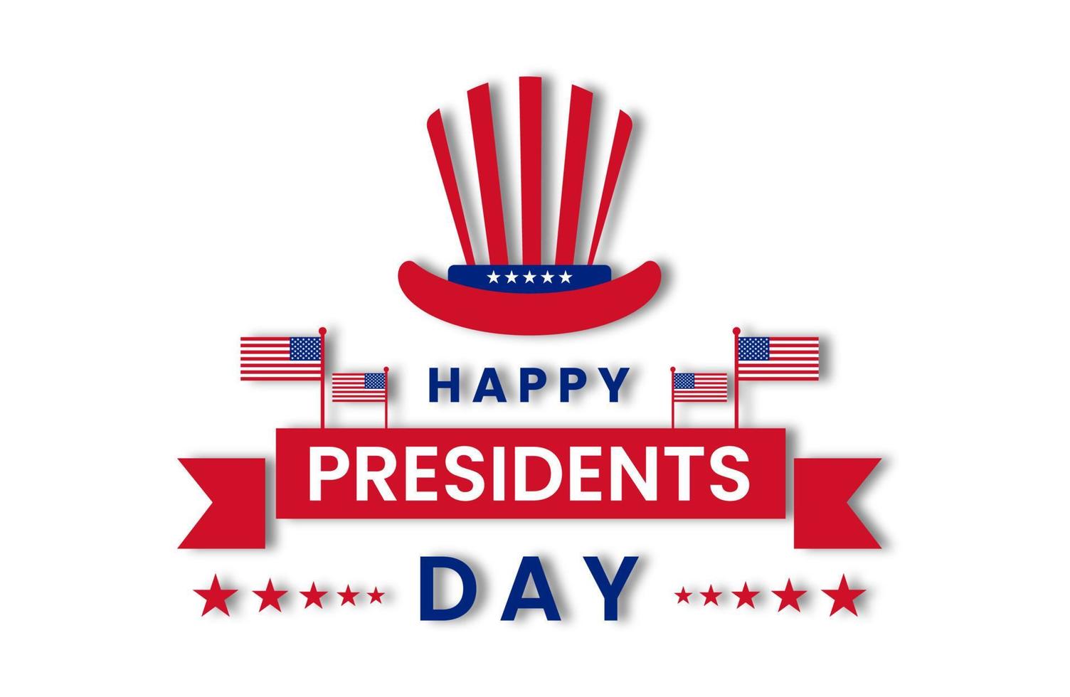 President's Day banner with hat, US flag, latitudes and stripes - vector illustration