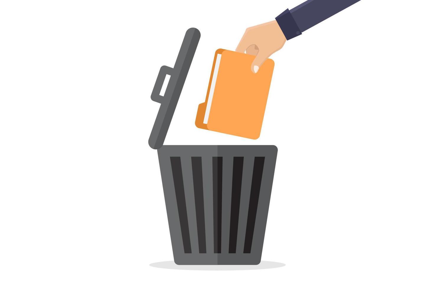 Businessman hand throw folder file to trash vector