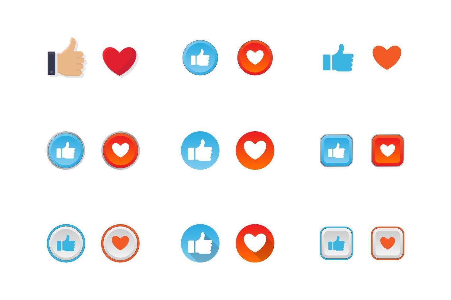 Like icon, thumb up and heart icon vector collection