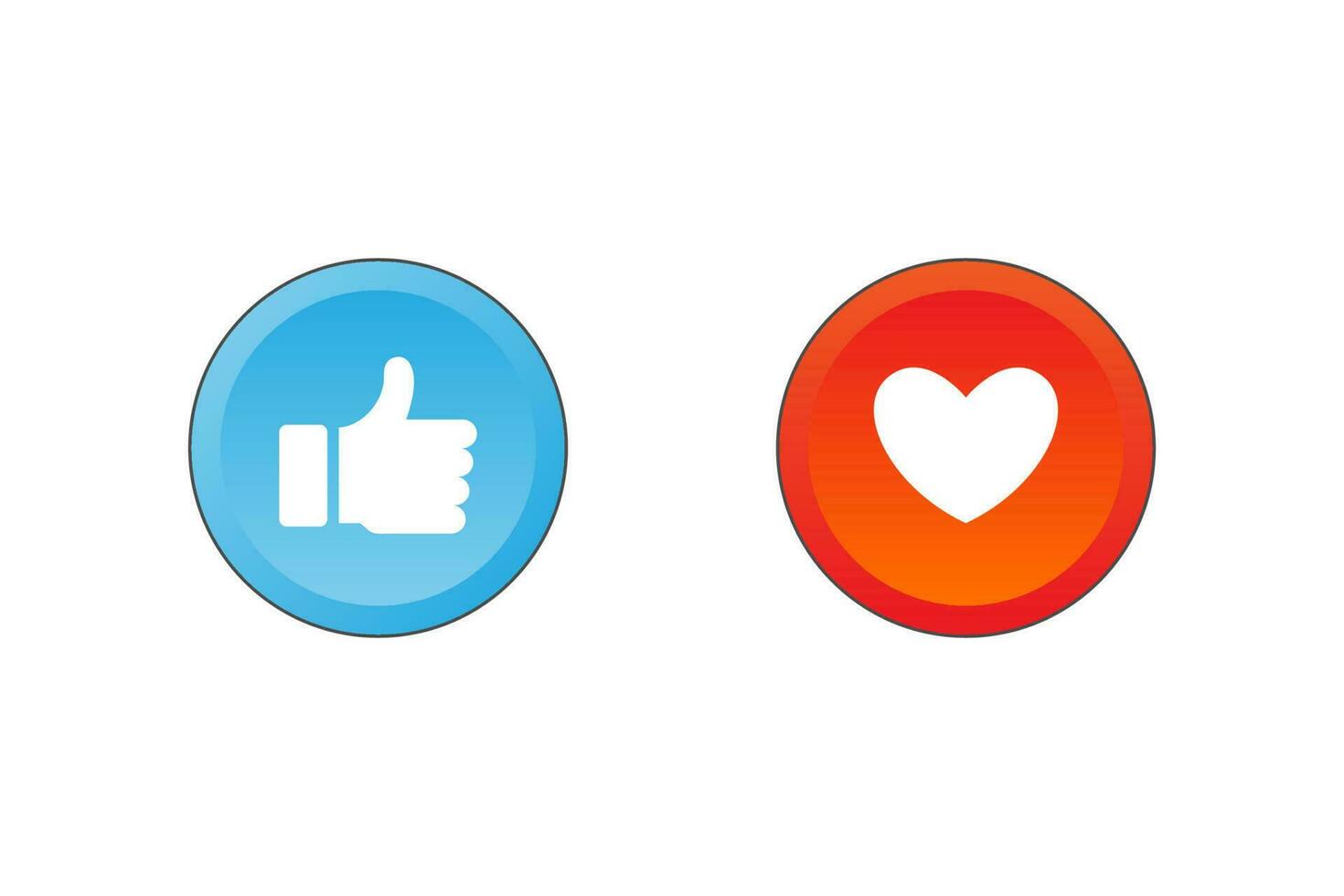 Like icon, thumb up and heart icon vector