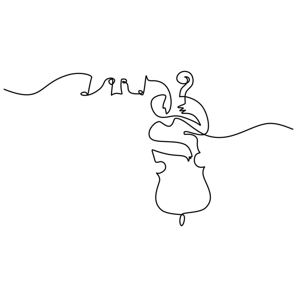 One single continuous line of man playing violin with music notes vector