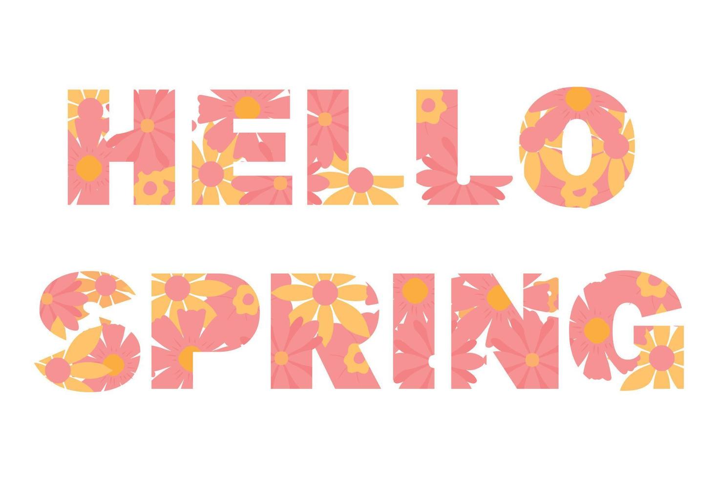 Hello spring. Vector illustration of a greeting card with spring flowers.